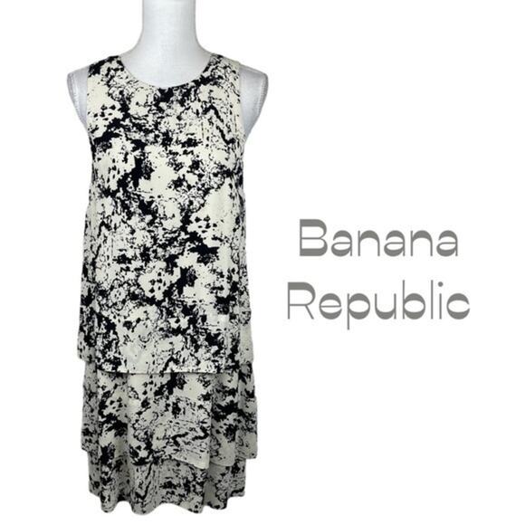 Banana Republic Black & Cream Ruffled Office To Date Night Dress NWOT Size 4 - Picture 2 of 12